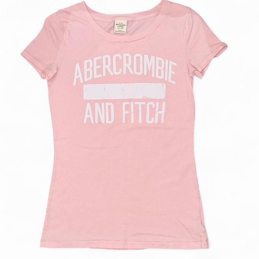 Vintage Abercrombie & Fitch Light Pink Logo Fitted Tee